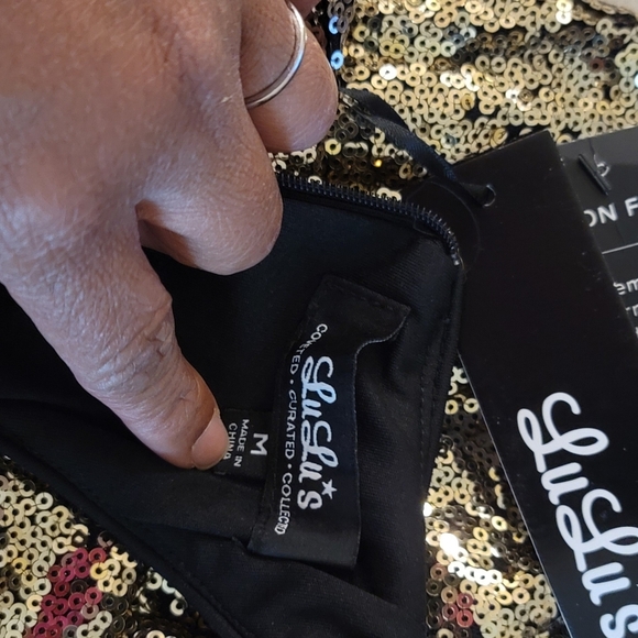 Lulus Gold Sequin Racer Back Sheath Mini Dress Size Medium. - Picture 8 of 8